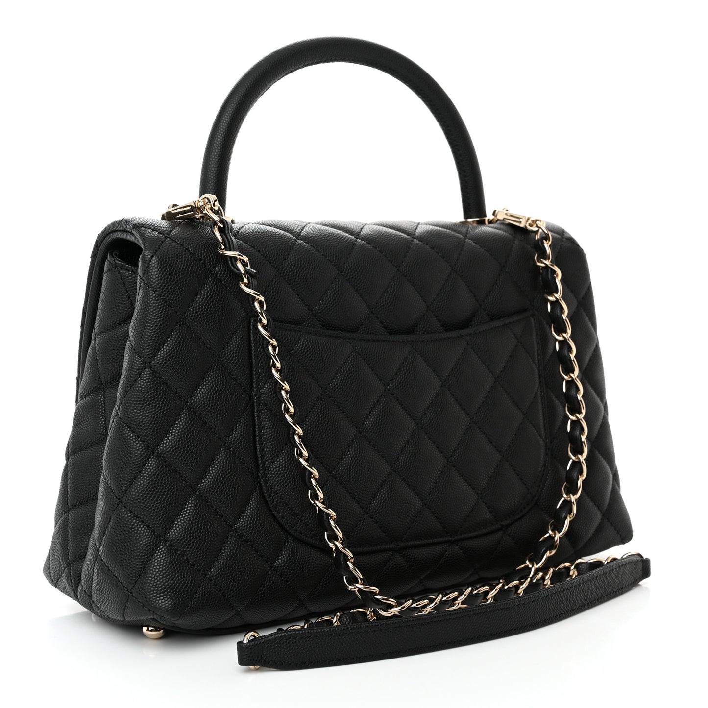 Caviar Quilted Small Coco Handle Flap Black