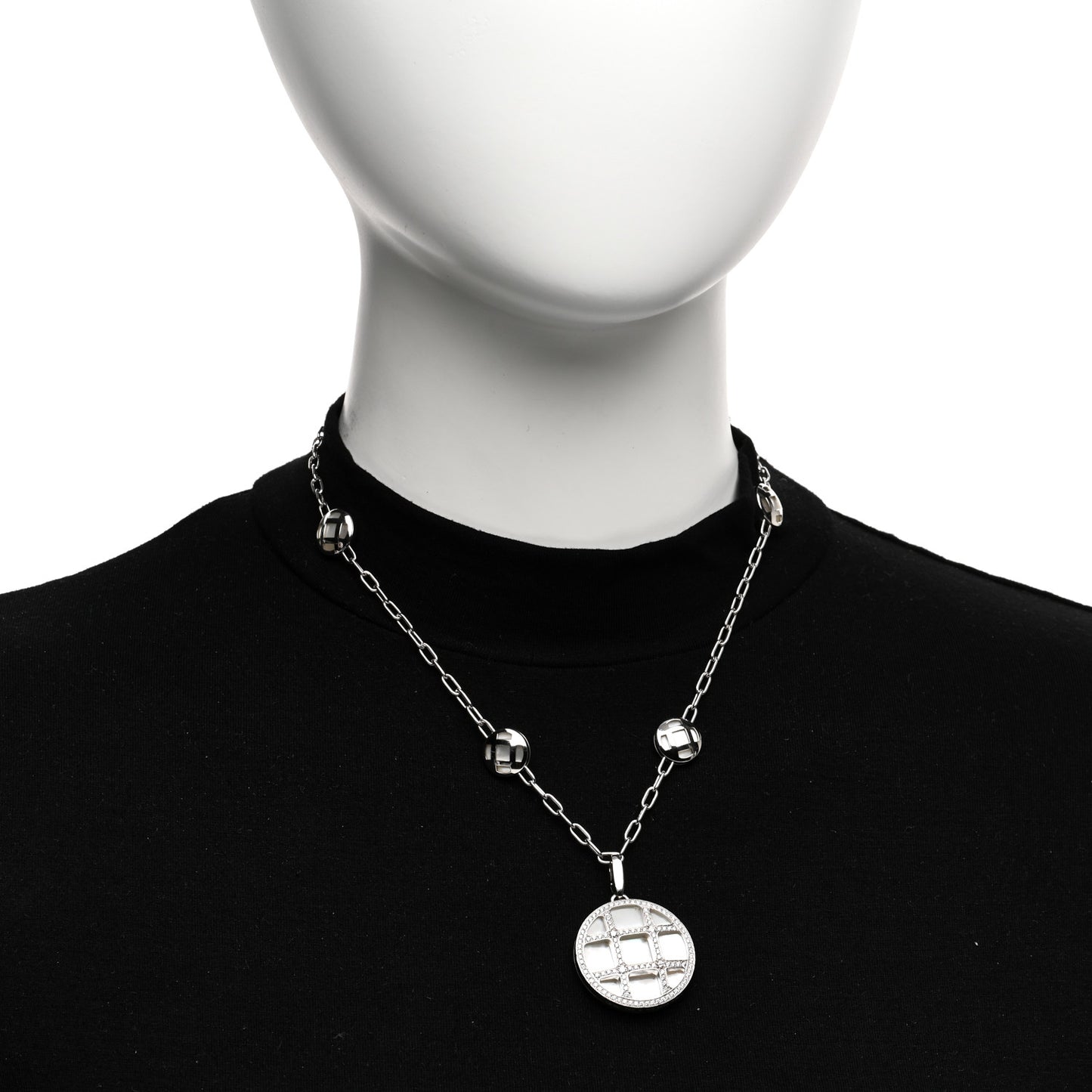 18K White Gold Diamond Mother of Pearl Pasha De Cartier Necklace