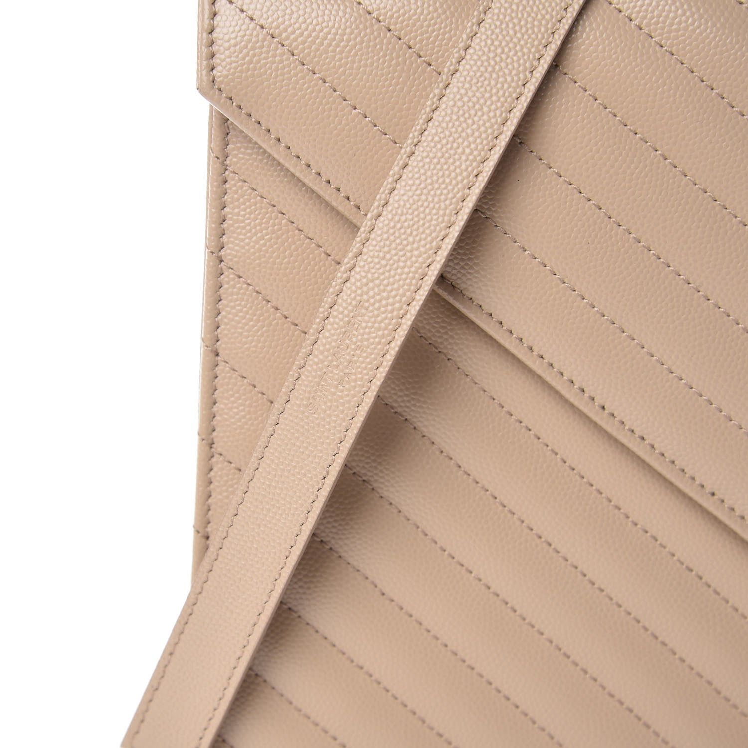 Saint Laurent Grain De Poudre Matelasse Chevron Large Monogram Satchel Dark Beige 7 of 10