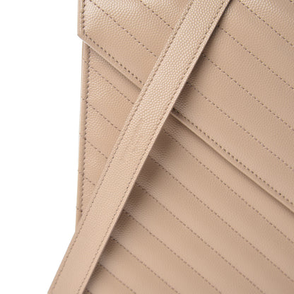 Saint Laurent Grain De Poudre Matelasse Chevron Large Monogram Satchel Dark Beige 7 of 10