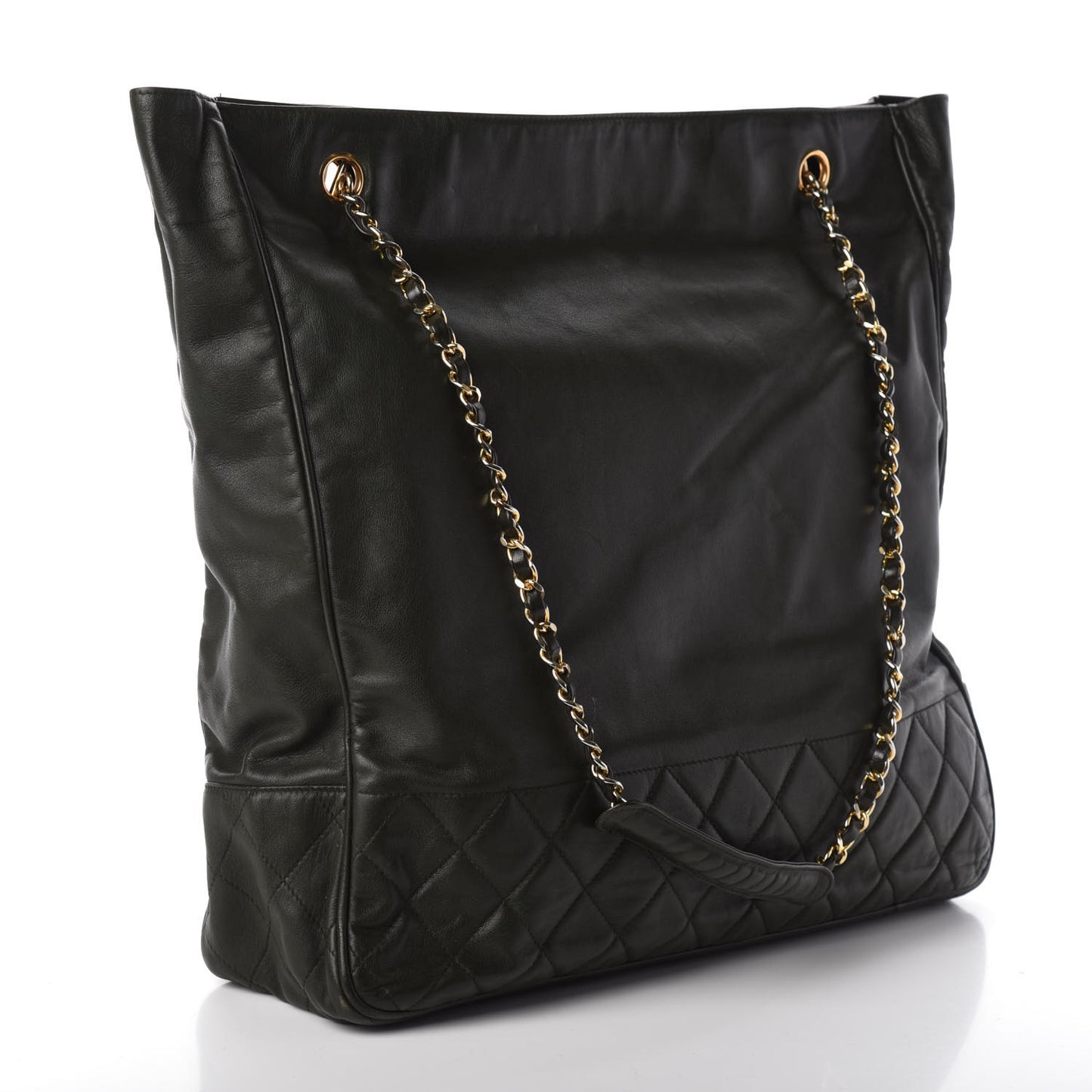 Lambskin Quilted Shopping Tote Green