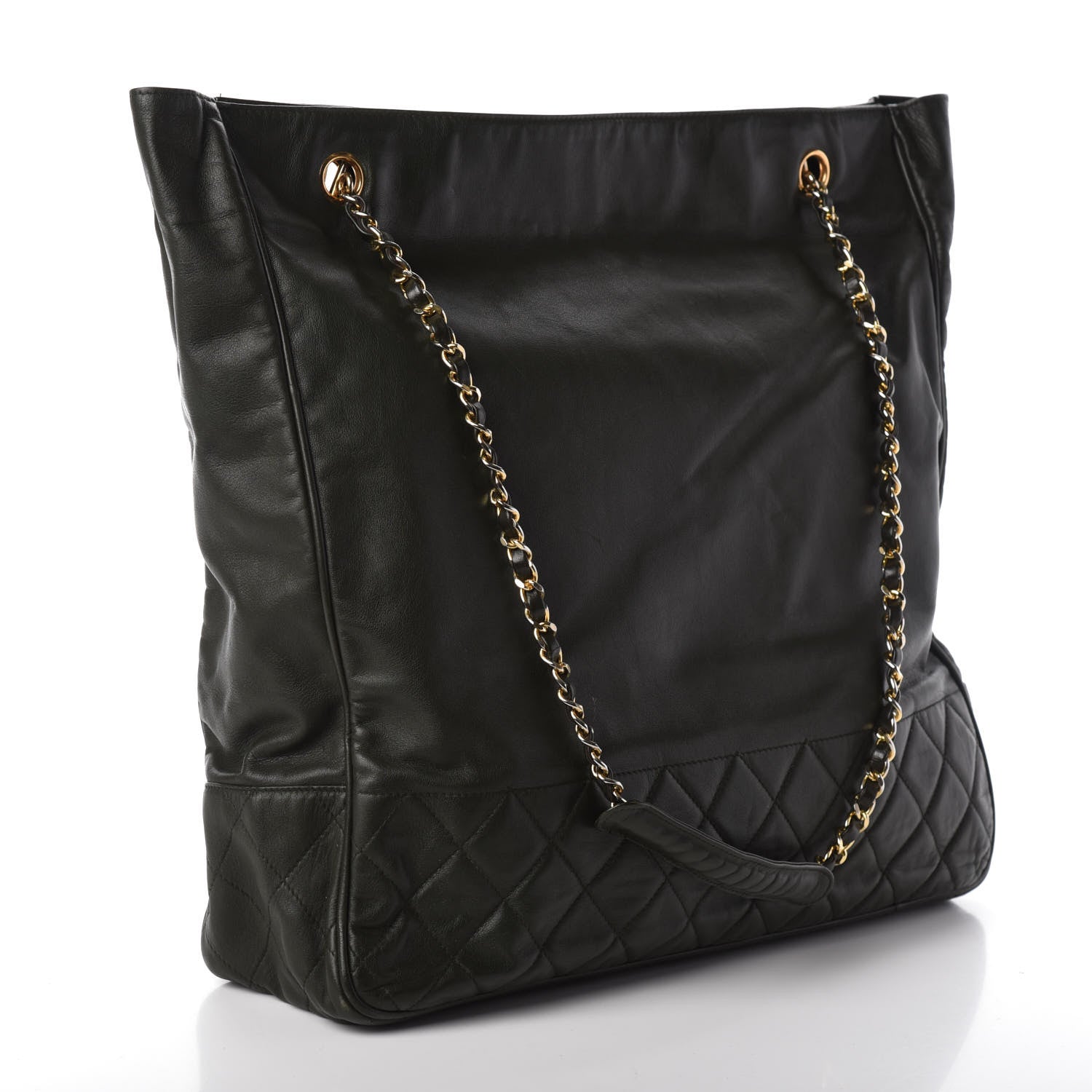 Chanel Lambskin Quilted Shopping Tote Green 3 of 10