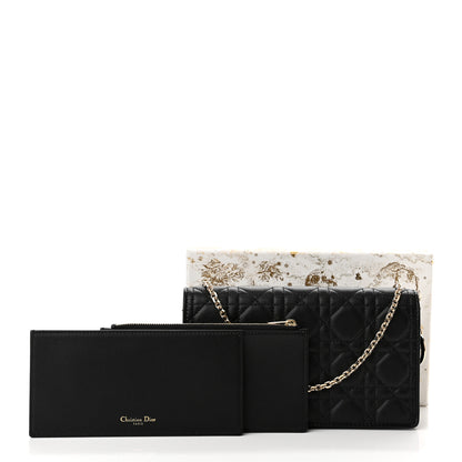 Christian Dior Lambskin Cannage Lady Dior Pouch Black 14 of 14