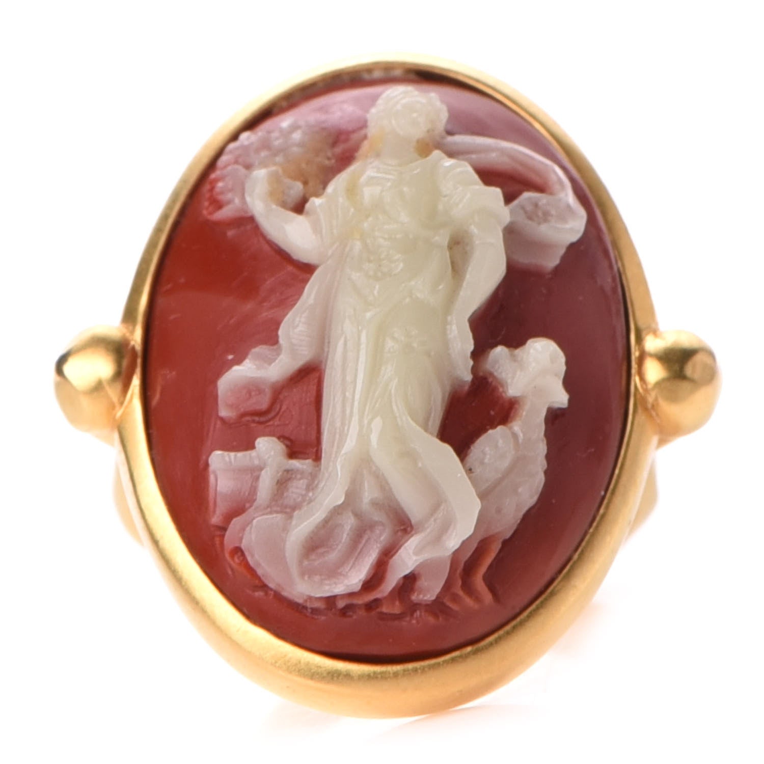 Christian Dior Resin Metal D Cameo Ring 5 Red White 1 of 4