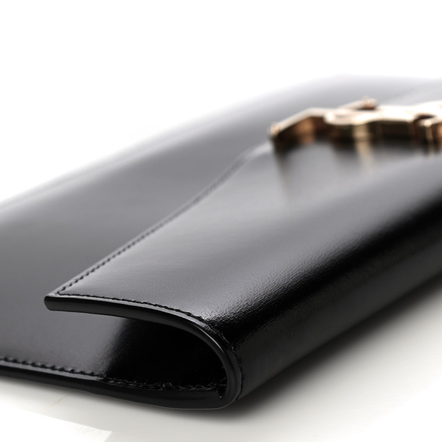 Saint Laurent Smooth Shiny Calfskin Monogram Uptown Pouch Black 10 of 14