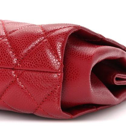Chanel Caviar Quilted CC Clutch Red 10 of 11