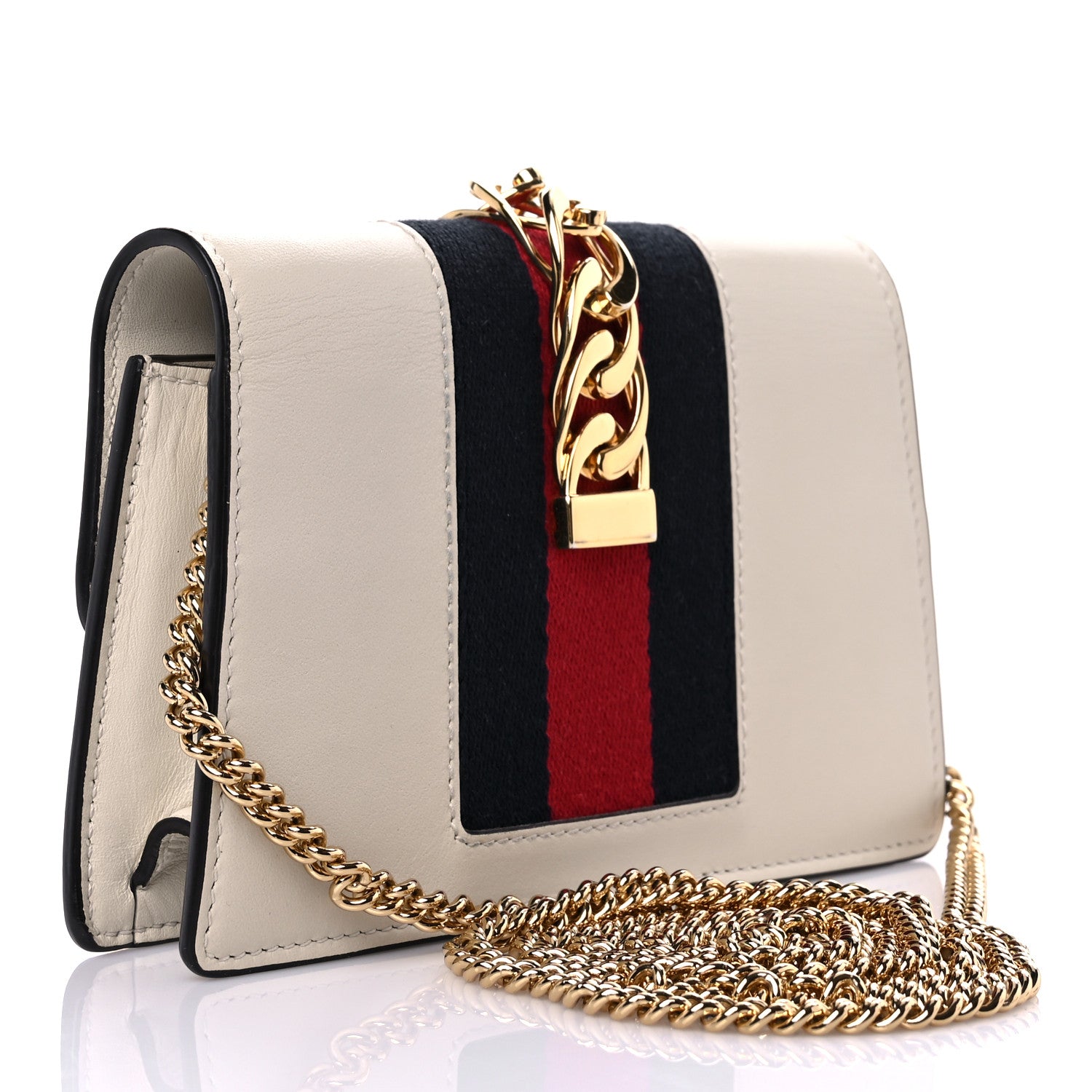 Gucci Calfskin Super Mini Sylvie Chain Shoulder Bag White 3 of 13