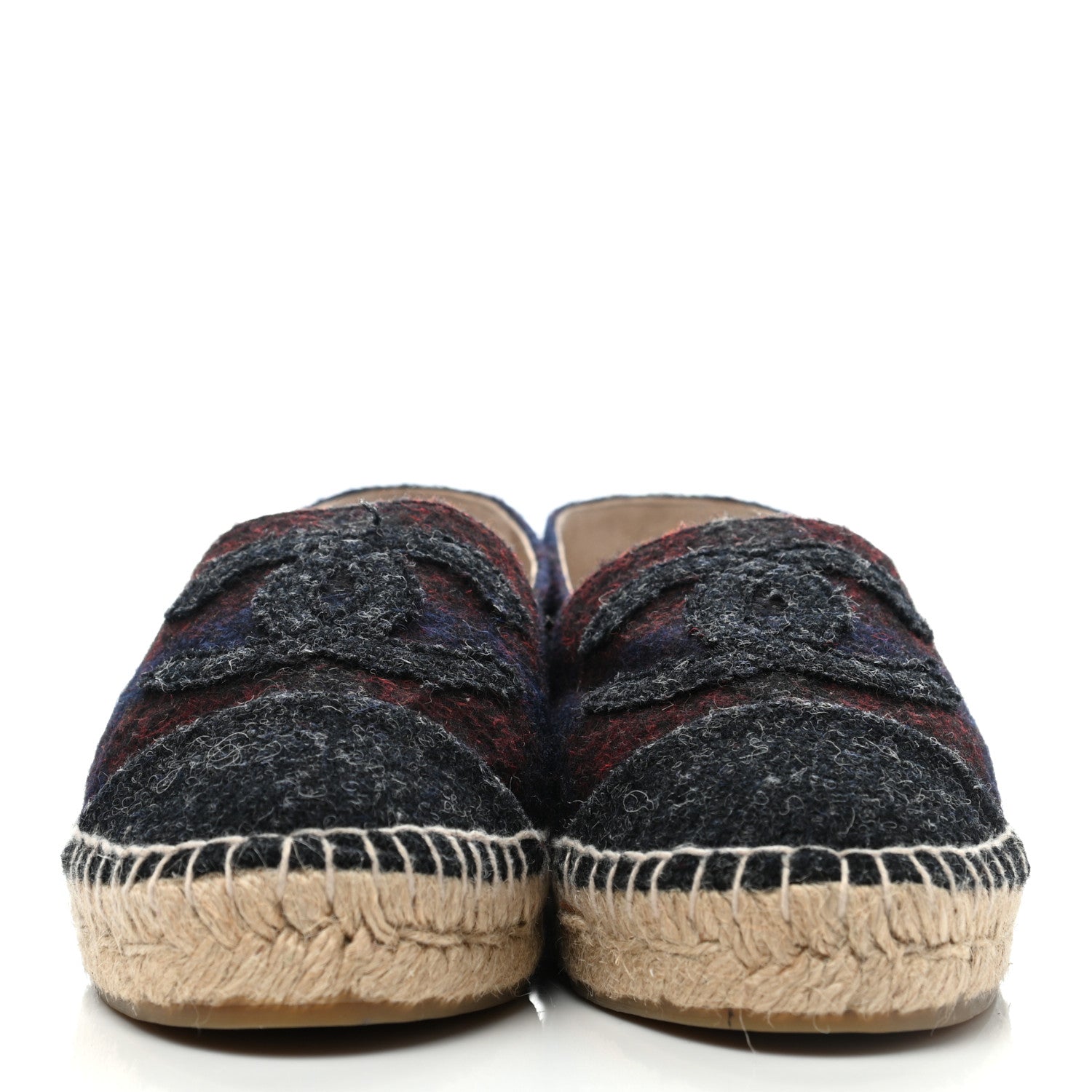 Chanel Fabric CC Espadrilles 39 Burgundy Navy Dark Grey 3 of 9