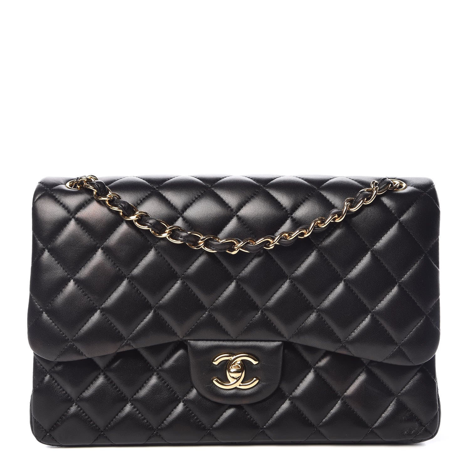 Chanel Lambskin Quilted Jumbo Double Flap Black 1 of 11