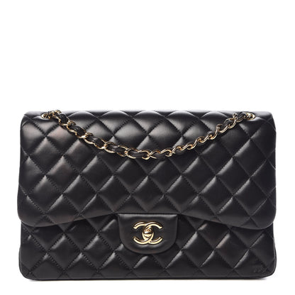 Chanel Lambskin Quilted Jumbo Double Flap Black 1 of 11