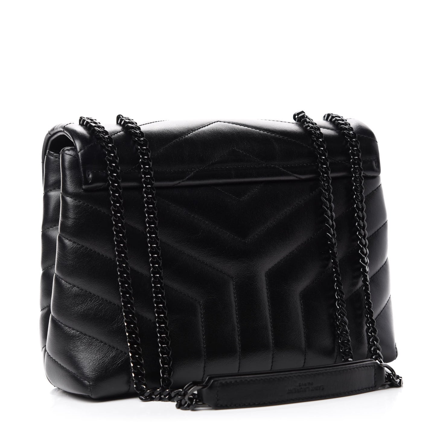 Calfskin Y Quilted Monogram Small Loulou Chain Satchel Black