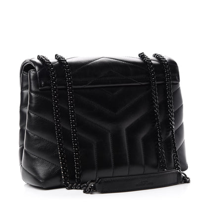 Saint Laurent Calfskin Y Quilted Monogram Small Loulou Chain Satchel Black 3 of 11
