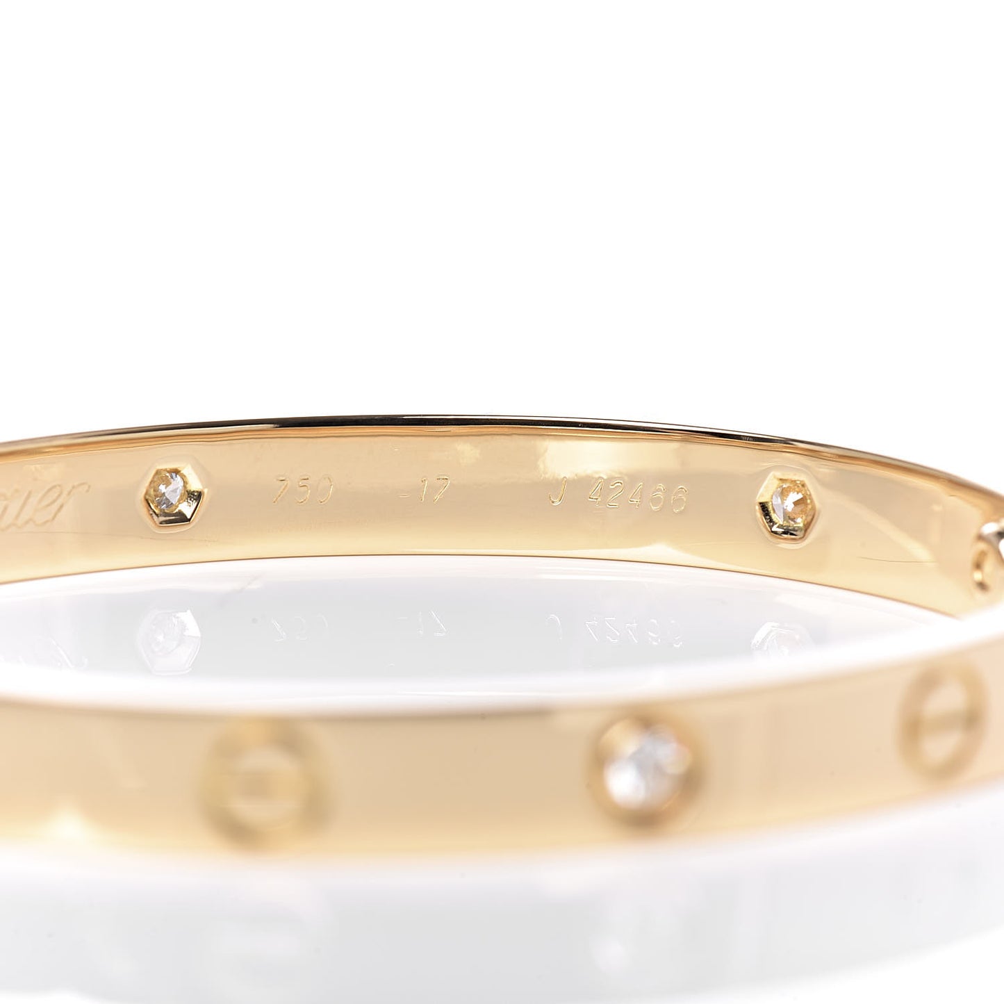 18K Yellow Gold 6 Diamond LOVE Bracelet 17