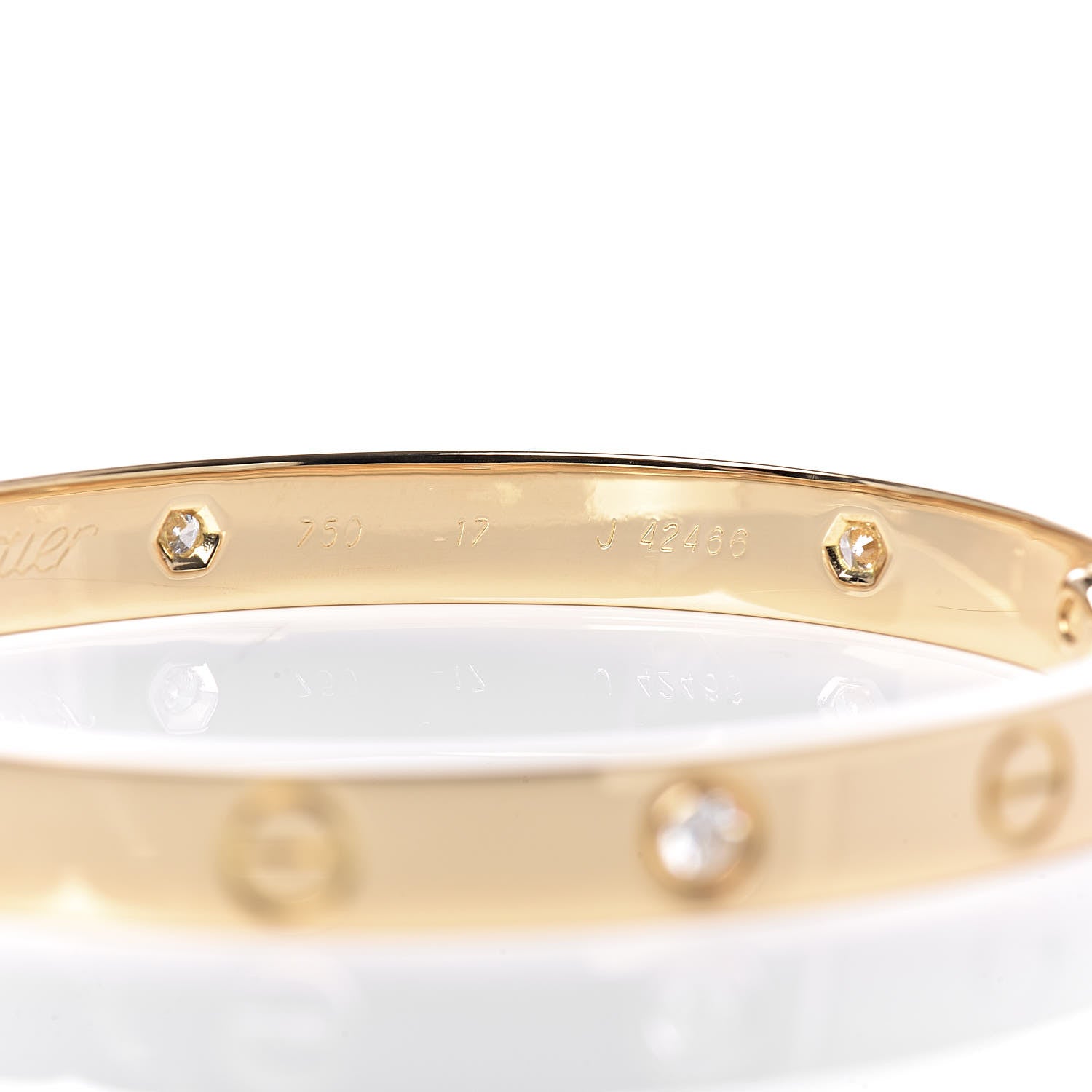 Cartier 18K Yellow Gold 6 Diamond LOVE Bracelet 17 5 of 8