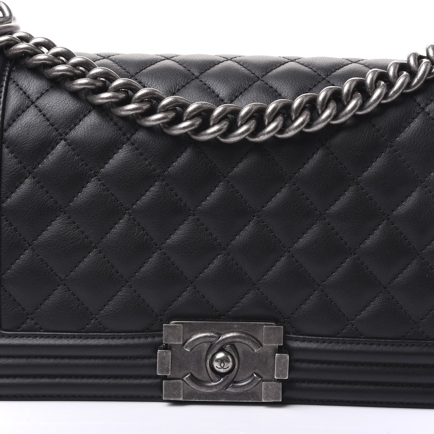 Calfskin Quilted Medium Boy Flap Black