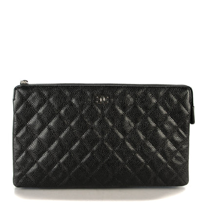 Chanel Caviar Quilted Large Zipped Clutch Black 1 of 8