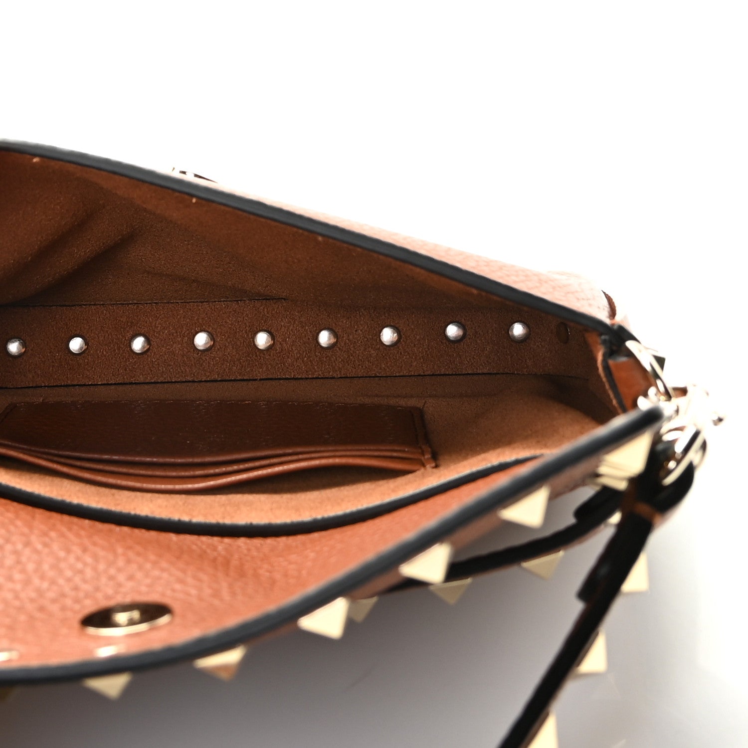 Valentino Garavani Grainy Calfskin Rockstud Crossbody Pouch Saddle Brown 8 of 10