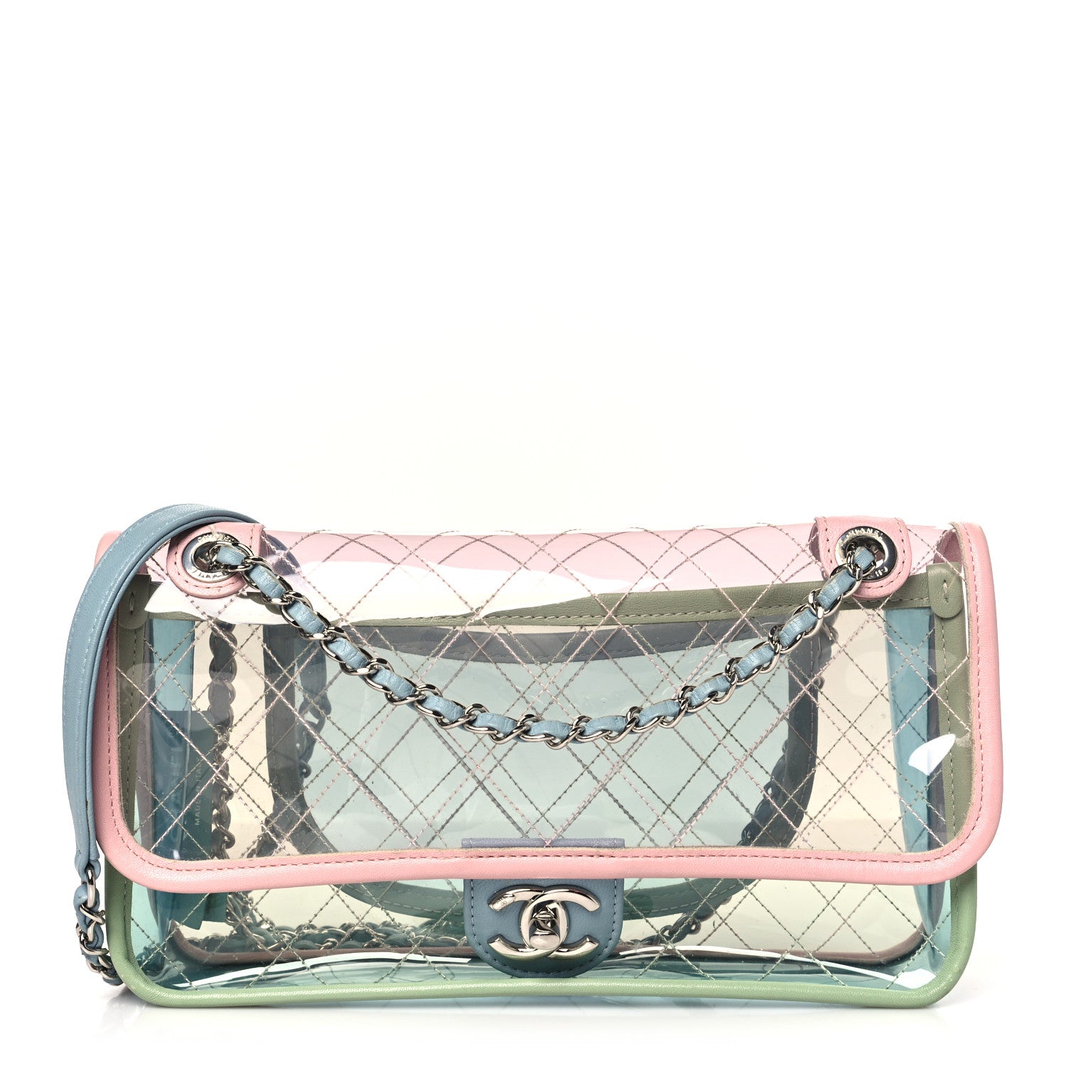 Chanel Lambskin PVC Quilted Medium Coco Splash Flap Blue Green 1 of 9