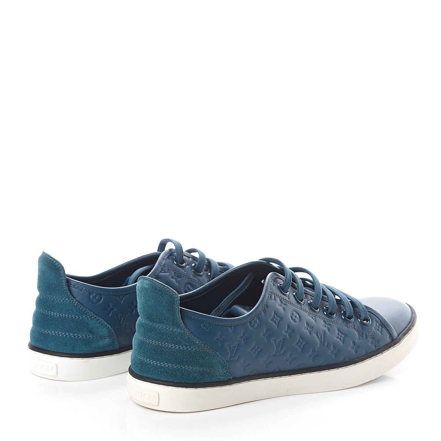 Calfskin Embossed Monogram Punchy Sneakers 37 Navy