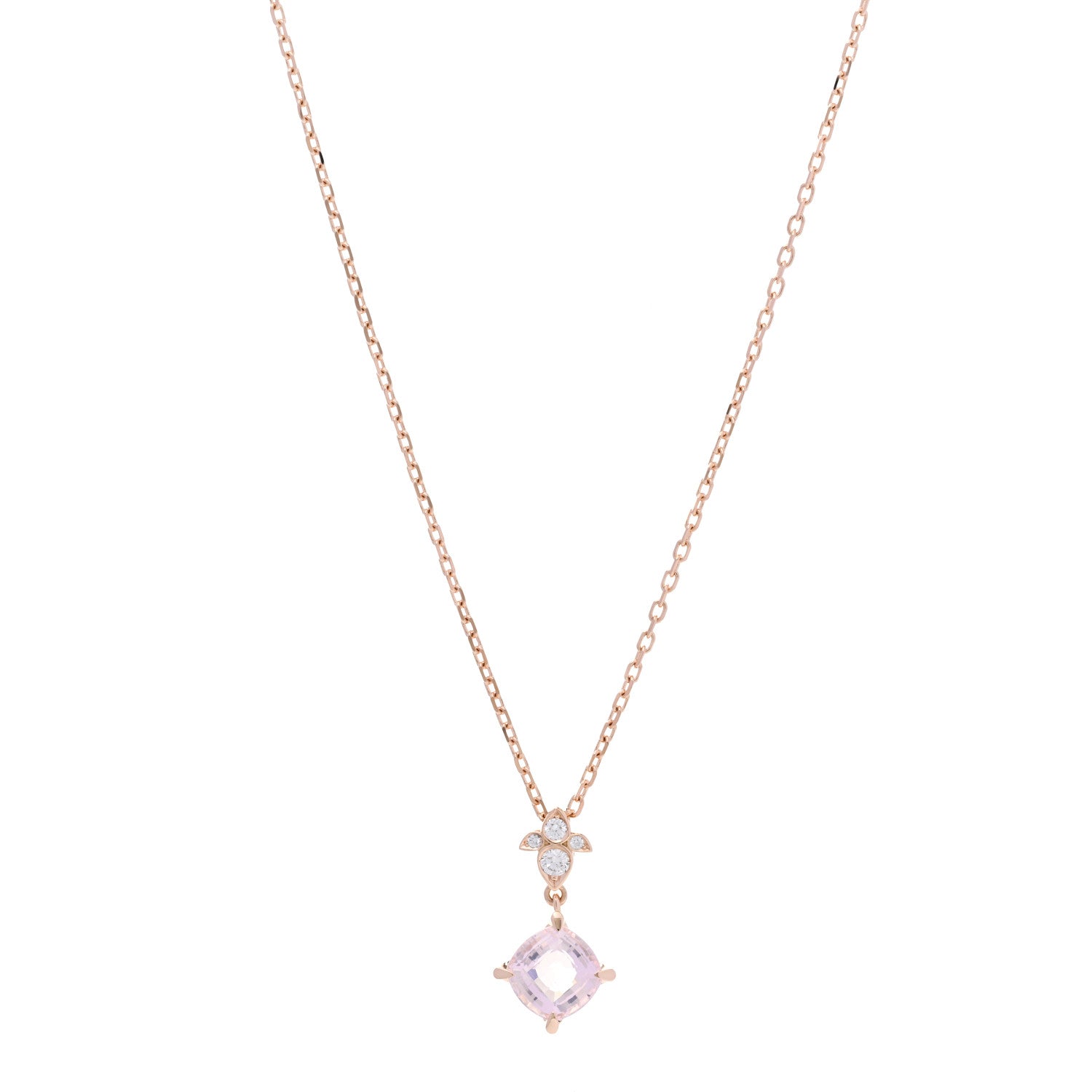 Cartier 18K Pink Gold Diamond Rose Quartz Inde Mysterieuse Pendant Necklace 1 of 5