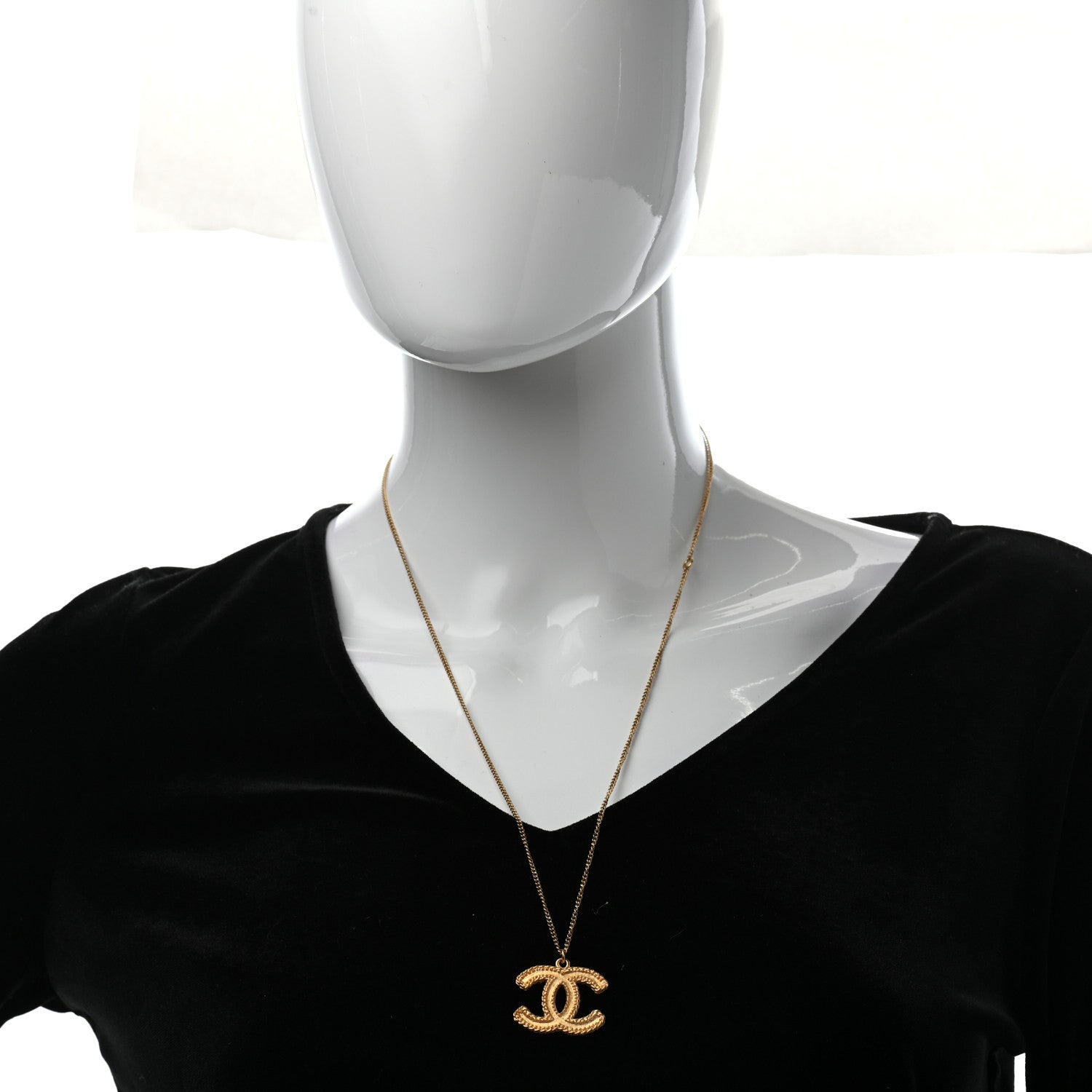 Chanel CC Necklace Matte Gold 2 of 5