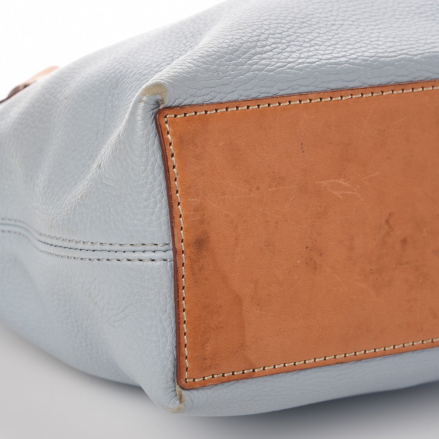 Drummed Calfskin Small Open Tote Blue