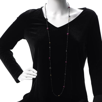 David Yurman Sterling Silver 18K Yellow Gold Hematine Black Onyx Rhodolite Garnet Bijoux Necklace 2 of 7