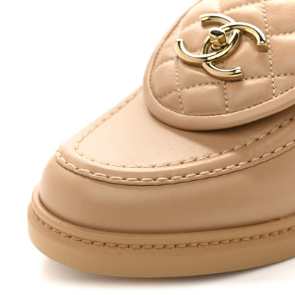 Chanel Lambskin Quilted CC Turnlock Mules 37.5 Light Beige 10 of 11