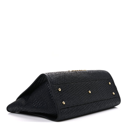 Chanel Straw Raffia Calfskin Chain Small Deauville Tote Black 4 of 10