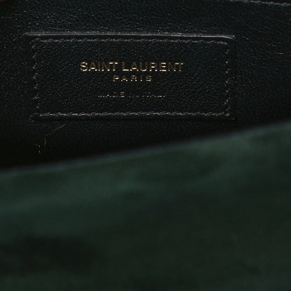 Saint Laurent Suede Sulpice Monogram Medium Shoulder Bag Green 5 of 10
