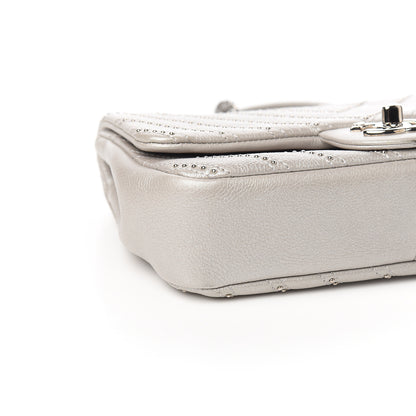 Chanel Calfskin Studded Chevron Quilted Small Stud Wars Flap Silver 7 of 9