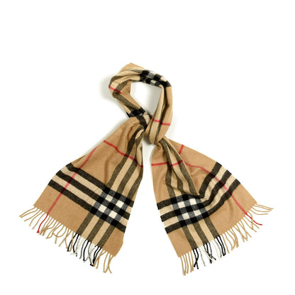 Burberry Cashmere Giant Heritage Check Fringe Scarf Camel 3 of 3