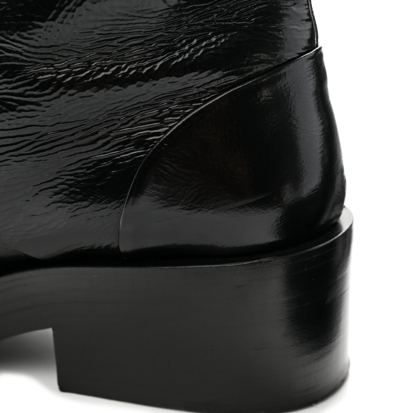 Shiny Goatskin Cap Toe Combat Boots 40.5 Black Dark Grey