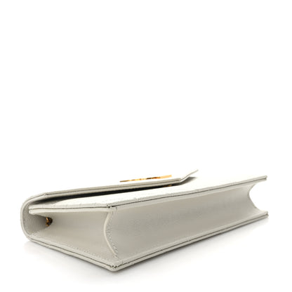 Saint Laurent Grain De Poudre Matelasse Chevron Monogram Envelope Chain Crema Soft 4 of 10