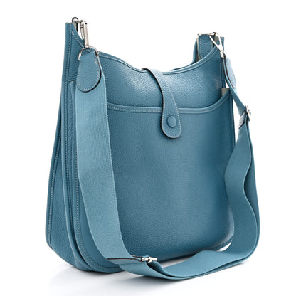 Hermes Taurillon Clemence Evelyne III GM Blue Jean 3 of 10