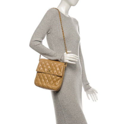 Chanel Lambskin Flap Shoulder Bag Beige 2 of 10