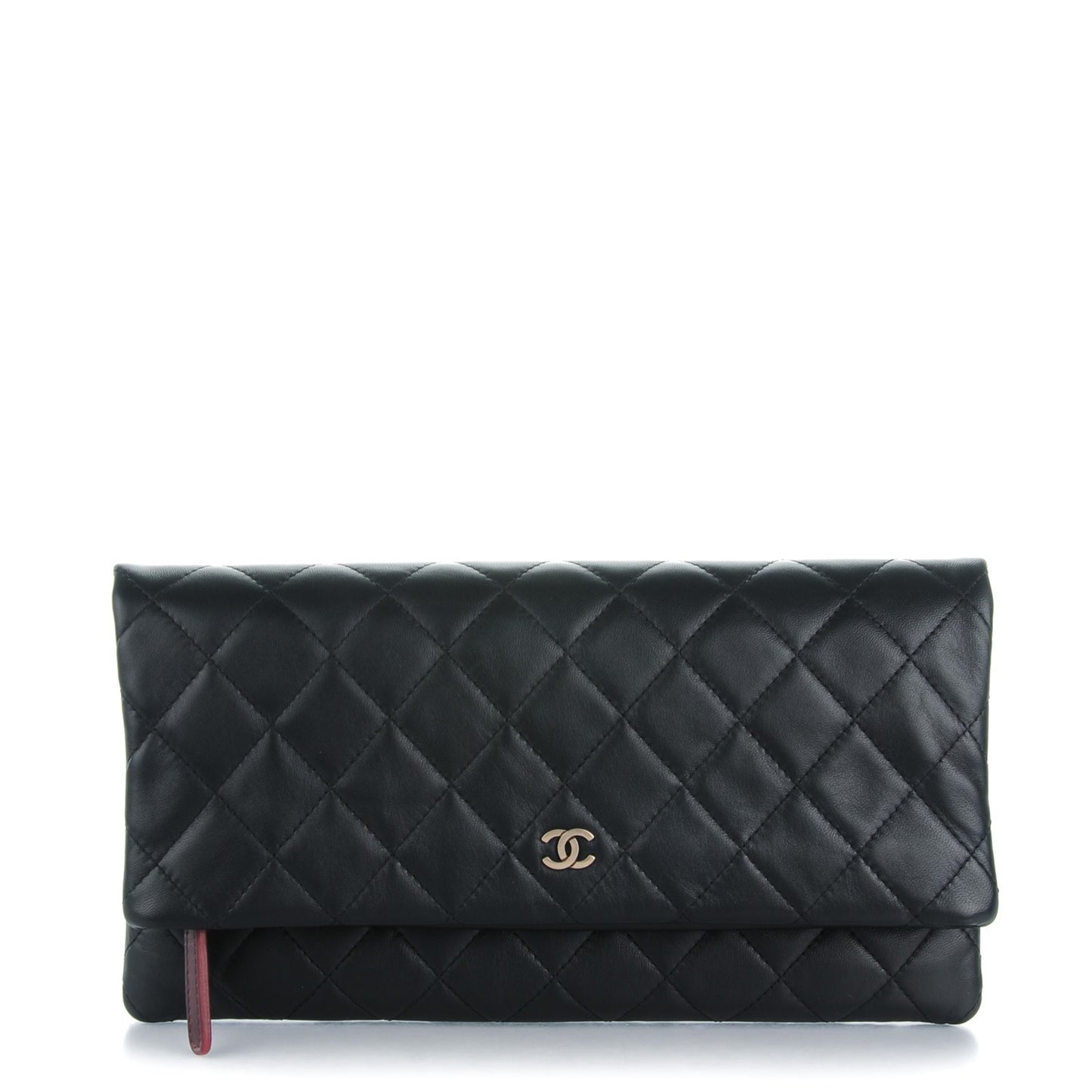Lambskin Quilted CC Beauty Clutch Black