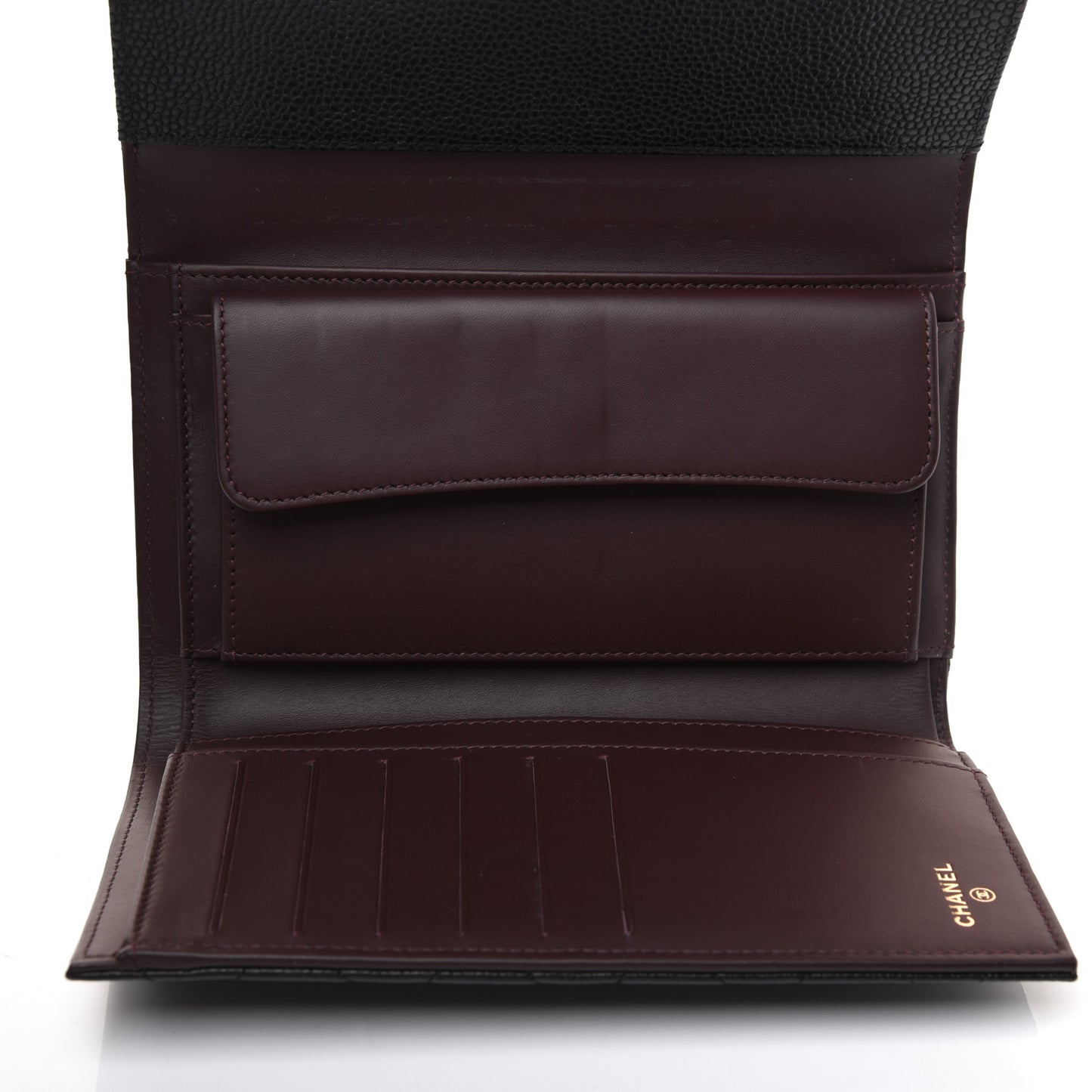 Caviar Quilted Large Flap Wallet Black
