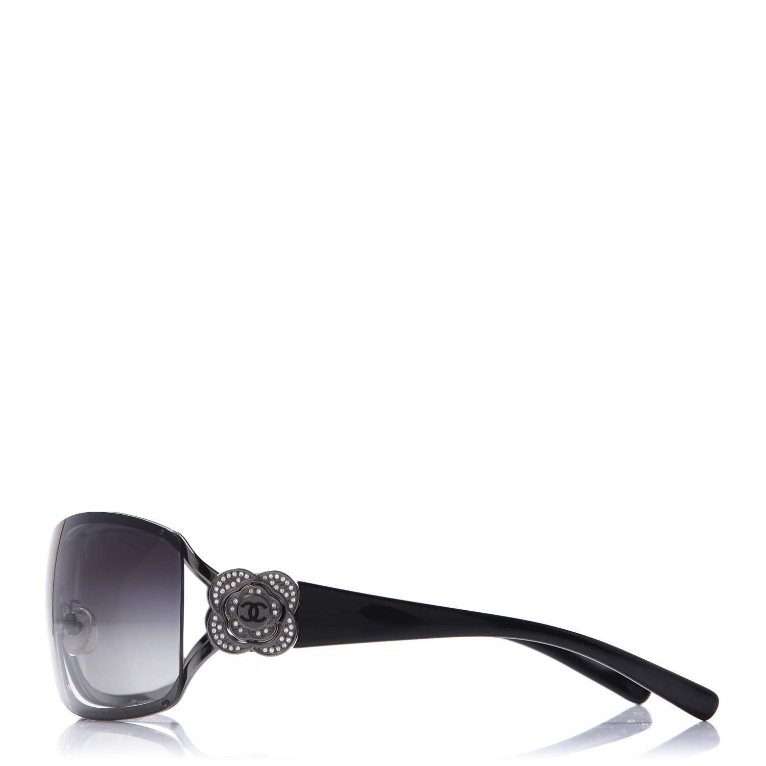 Chanel Swarovski Crystal Camellia CC Sunglasses 4164-B Black 3 of 7