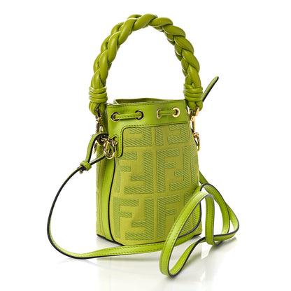 Fendi Canvas Nappa F is Fendi FF Embroidered Mini Mon Tresor Bucket Bag Wasabi 3 of 8