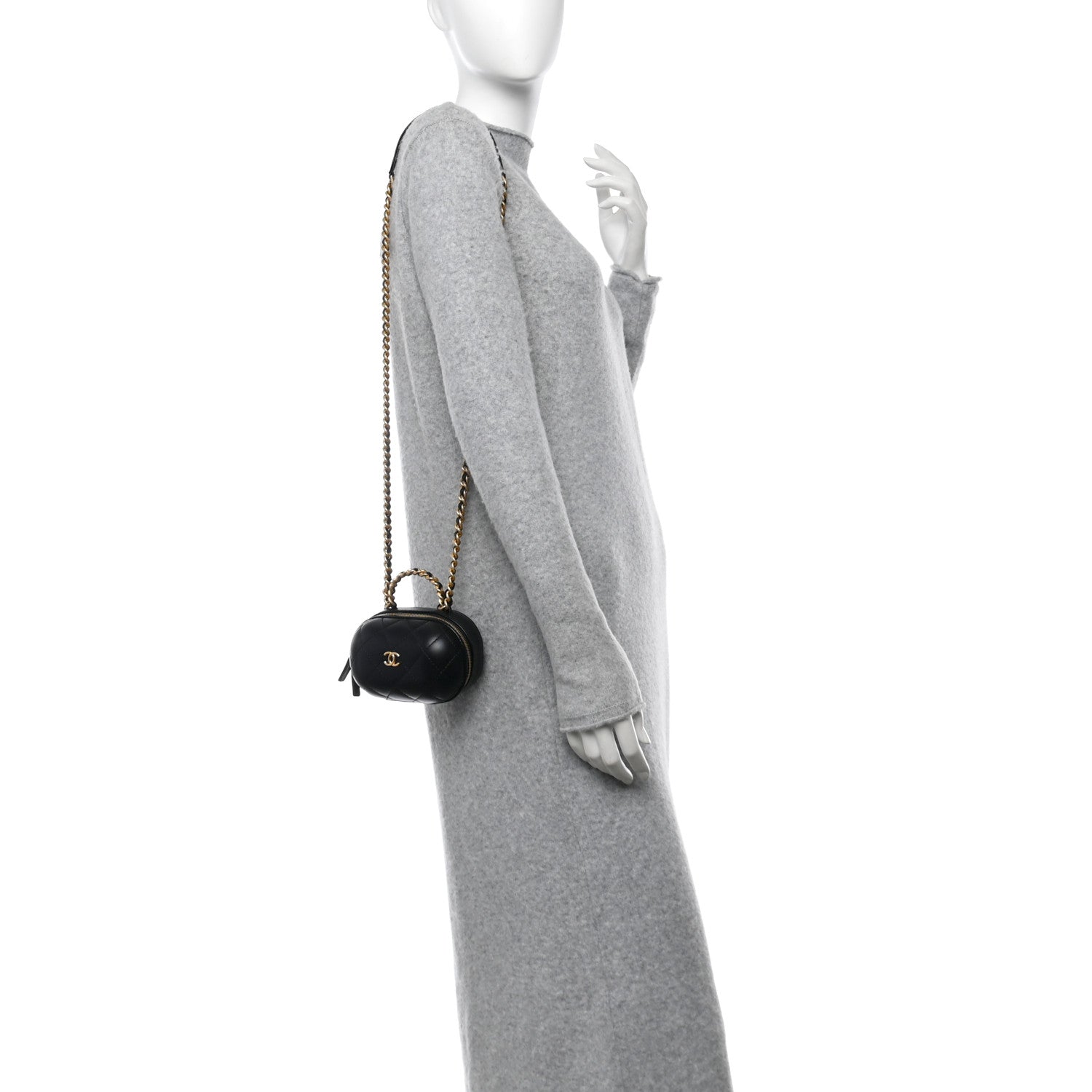 Chanel Lambskin Quilted CC Bubble Vanity Case With Chain Black 2 of 10