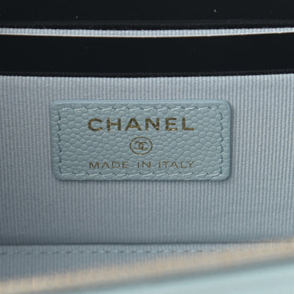 Chanel Caviar Quilted Small Tiny CC Vanity Case With Chain Light Blue 6 of 11