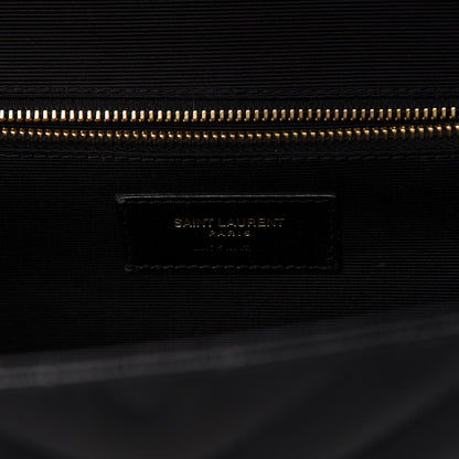 Saint Laurent Grain De Poudre Matelasse Chevron Large Monogram Satchel Black 7 of 9