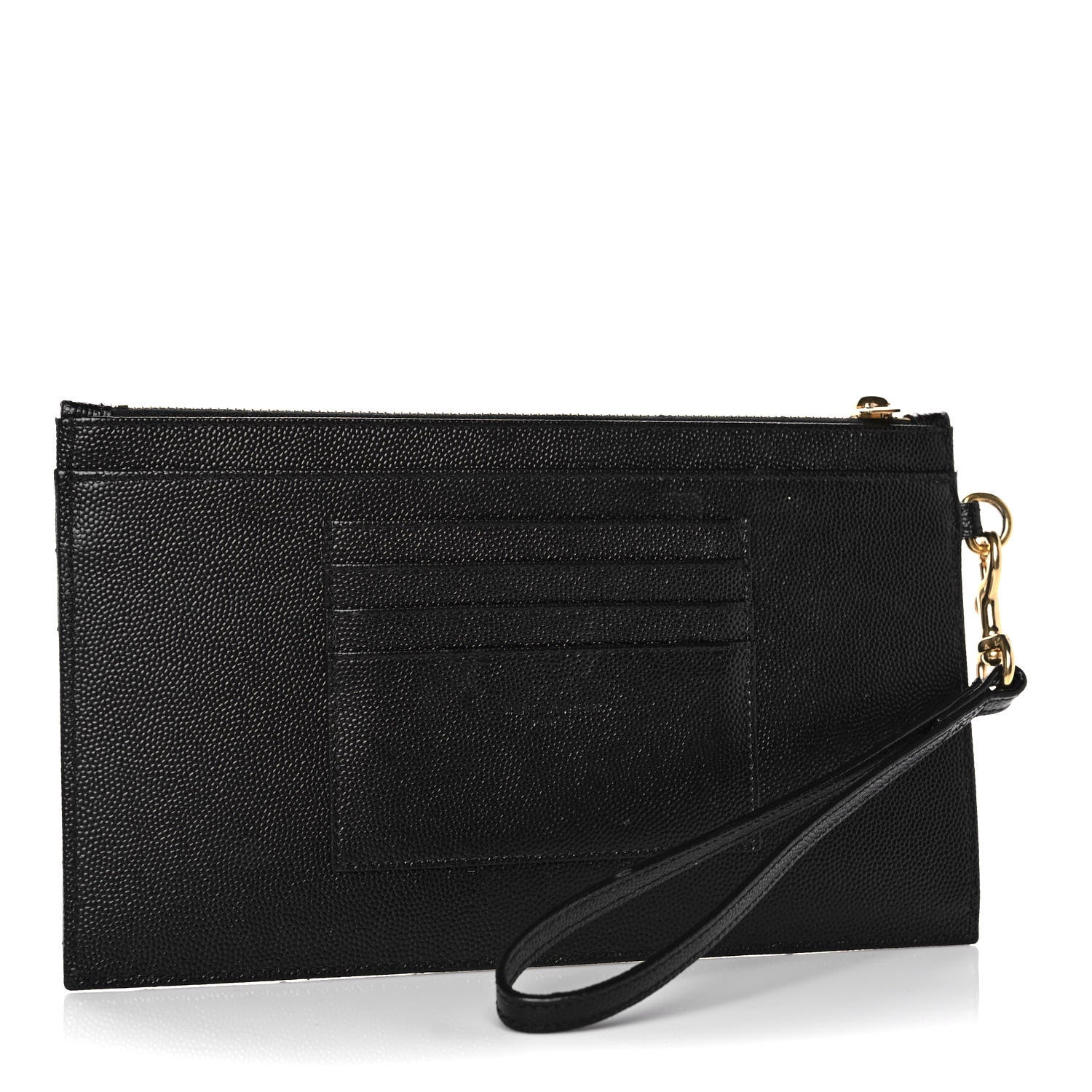 Saint Laurent Grain De Poudre Chevron Monogram Large Bill Pouch Black 3 of 11