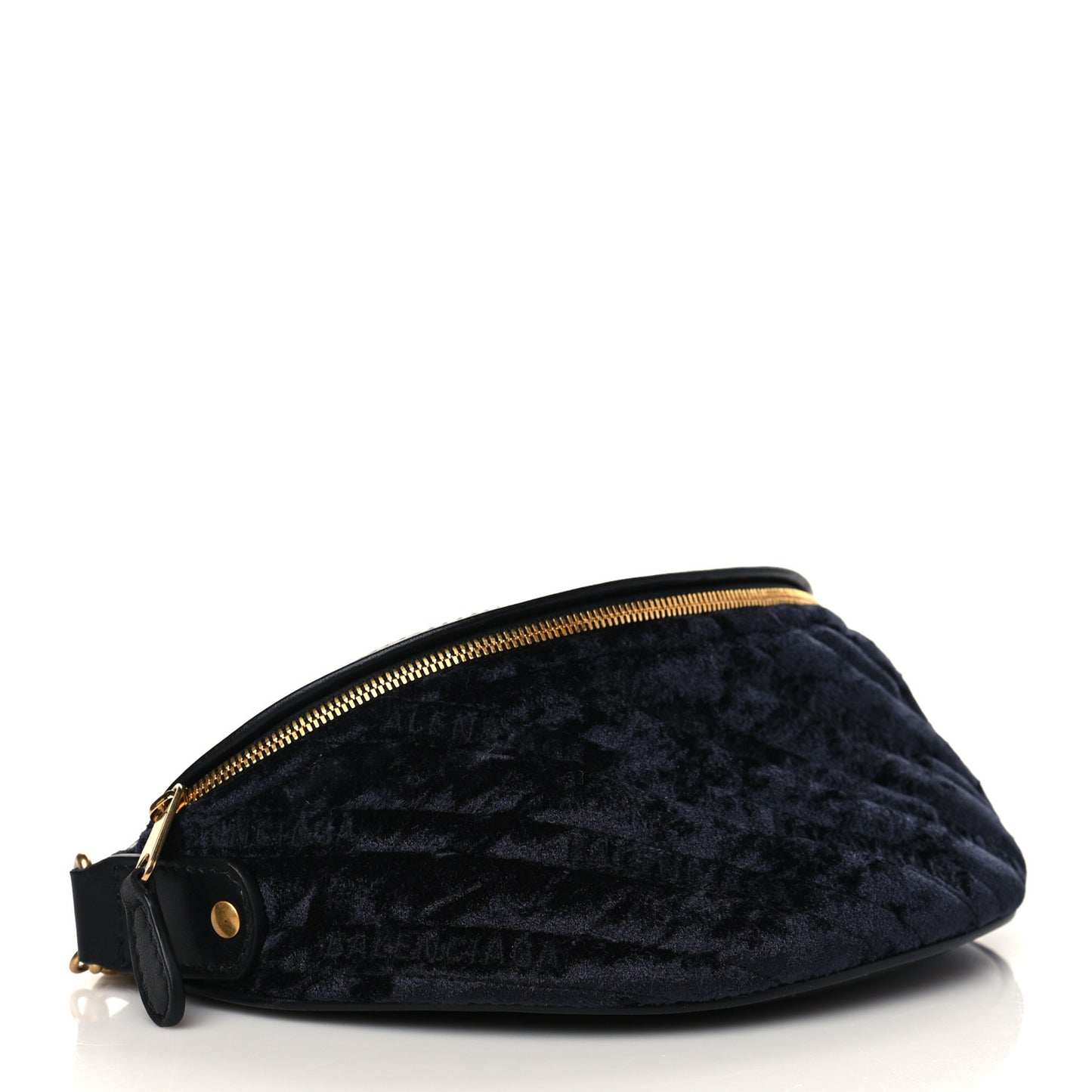 Crushed Velvet Logo Embossed XXS Souvenir Belt Bag Black