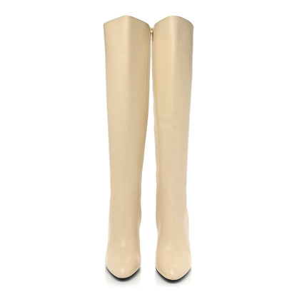 Saint Laurent Smooth Calfskin Linda 100 Knee High Boots 39 Eggshell 2 of 12
