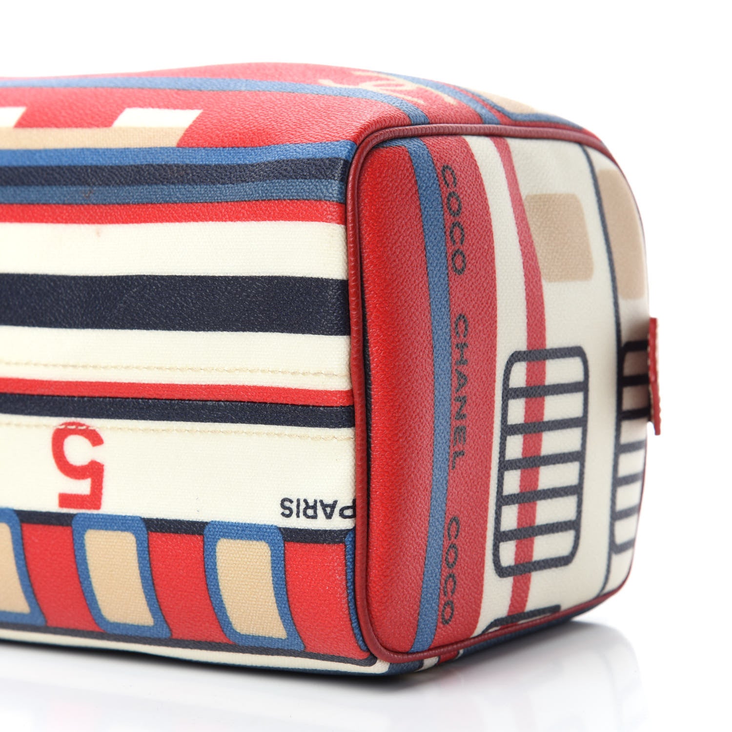 Chanel Coated Canvas Le Train Boston Bag Red 7 of 10