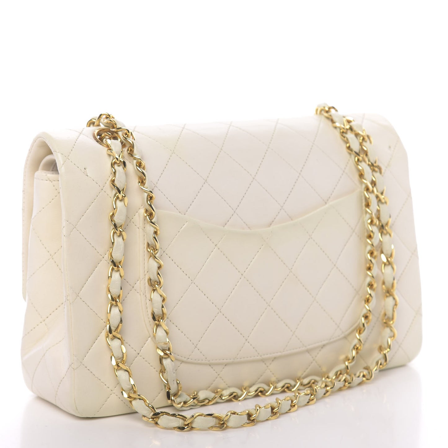 Lambskin Quilted Medium Double Flap White