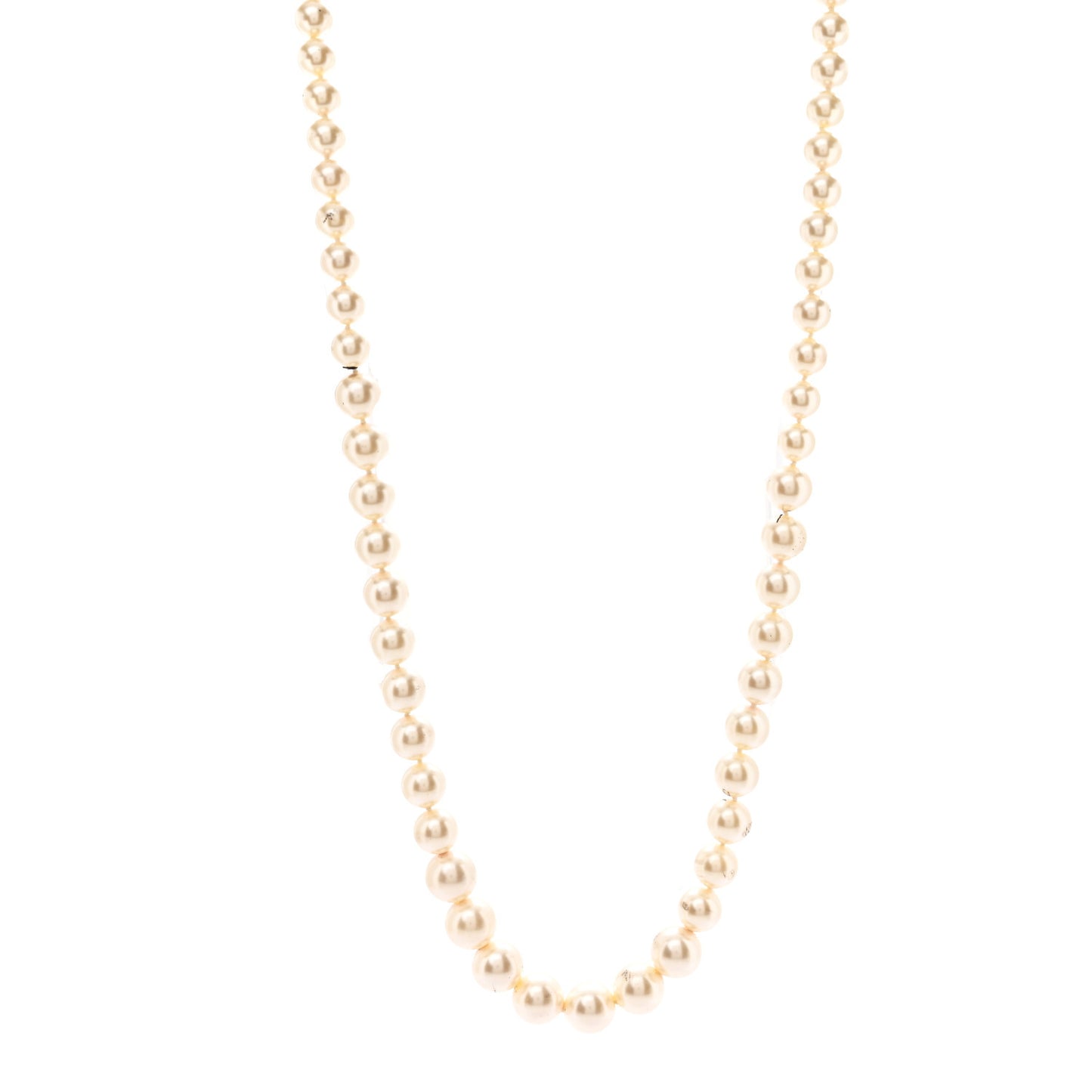 Graduated Pearl CC Long Necklace Gold
