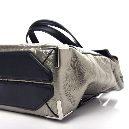 Alexander Wang Metallic Crinkled Patent Calfskin Embossed Prisma Fold-Over Backpack Green Nickel Hardware 8 of 10